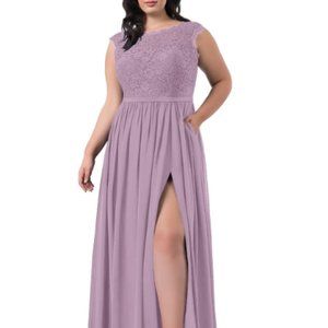 Altered Azazie Arden A-Line Chiffon Bridesmaid Dress with Pockets- Wisteria